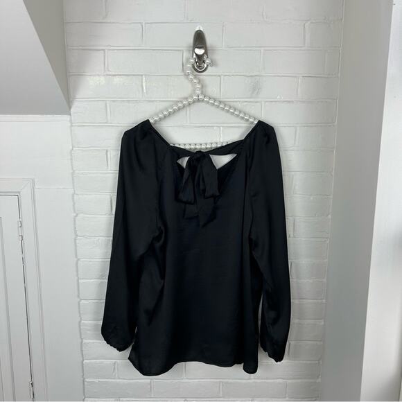 NWT Nine West Black Bow Back Tie Blouse Size L - Picture 11 of 12